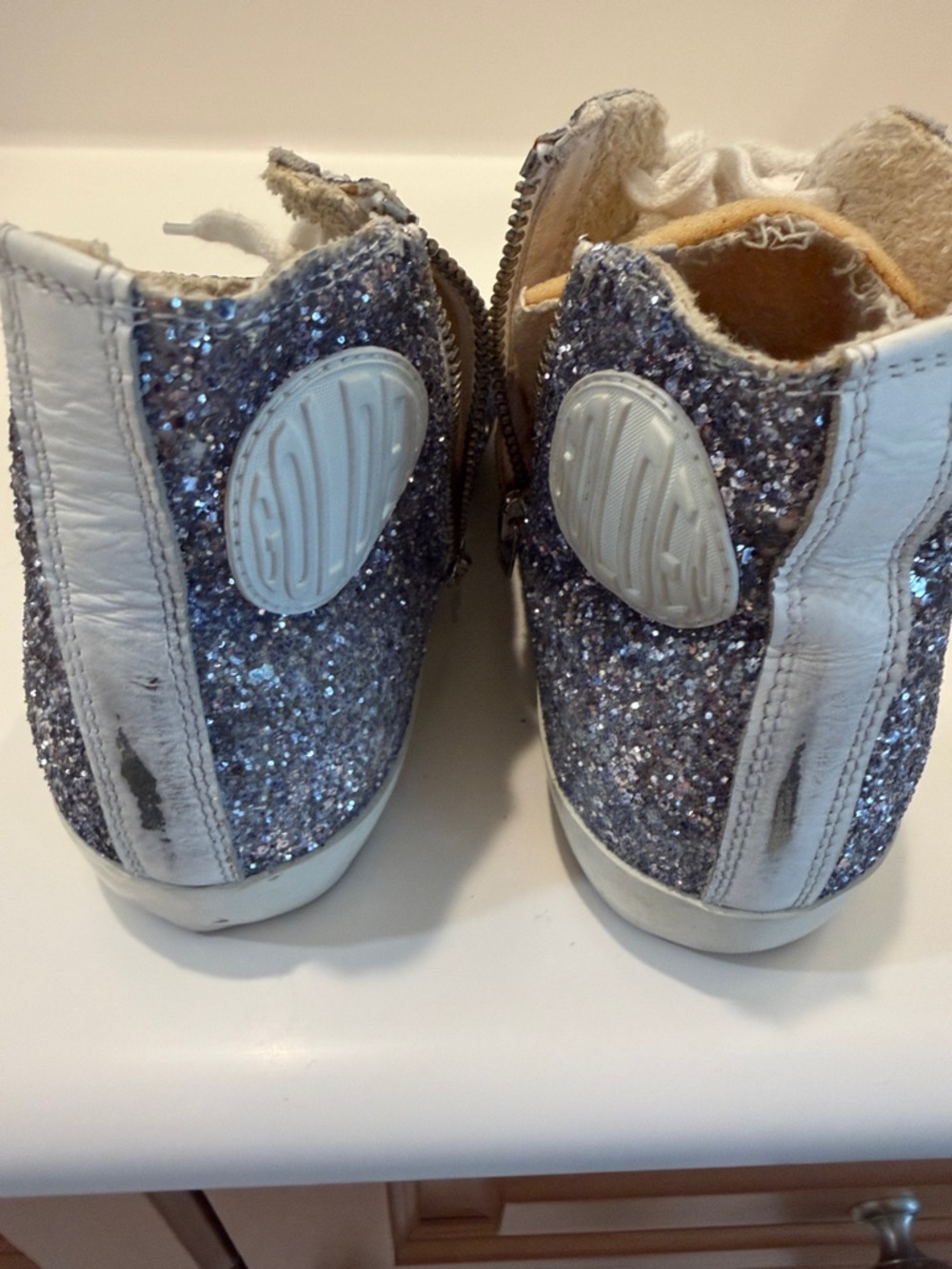 Women's Glitter High-Top Athletic Sneakers - Silver Blue - Picture 8 of 8